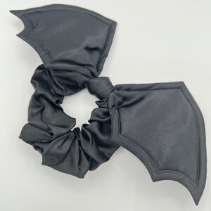 Satin Fabric Bat Wing Hair Scrunchie Black New